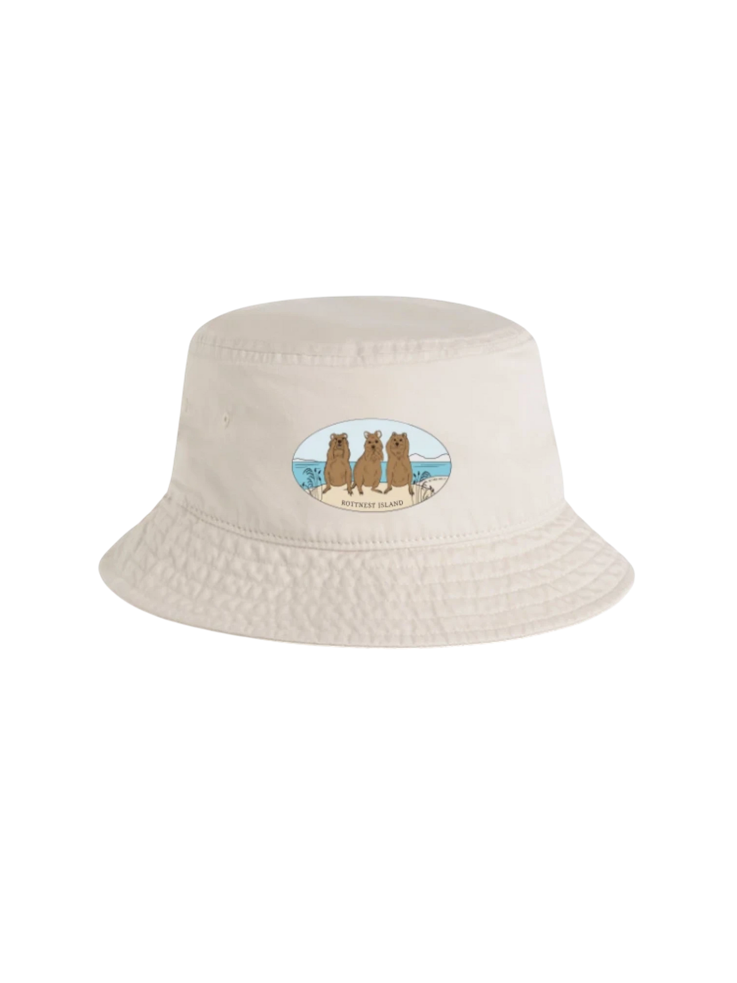Hear No Speak No See No Quokka Faded Bucket Hat
